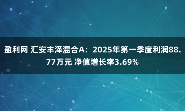 盈利网 汇安丰泽混合A：2025年第一季度利润88.77万元 净值增长率3.69%